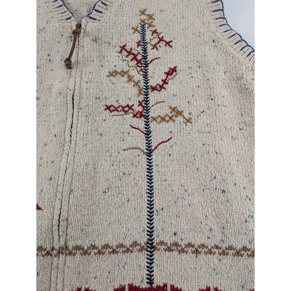 VTG Teddi Knit Sweater Vest Granny Cottage Core Fall Leaf Artsy Embroider Nature - Picture 3 of 11